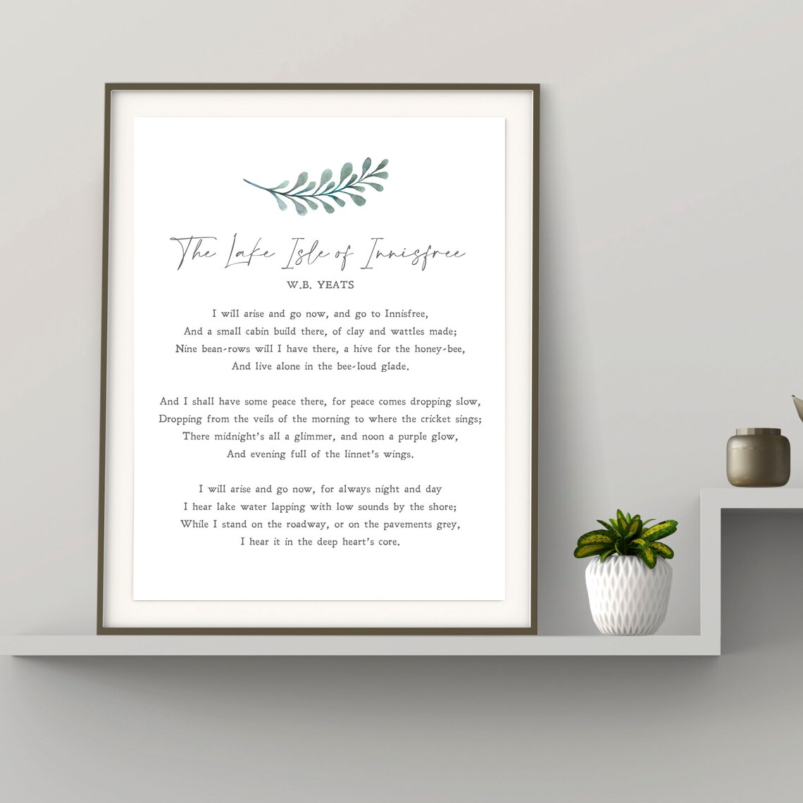 The Lake Isle Of Innisfree Minimalist Quote Art Print - Image 2