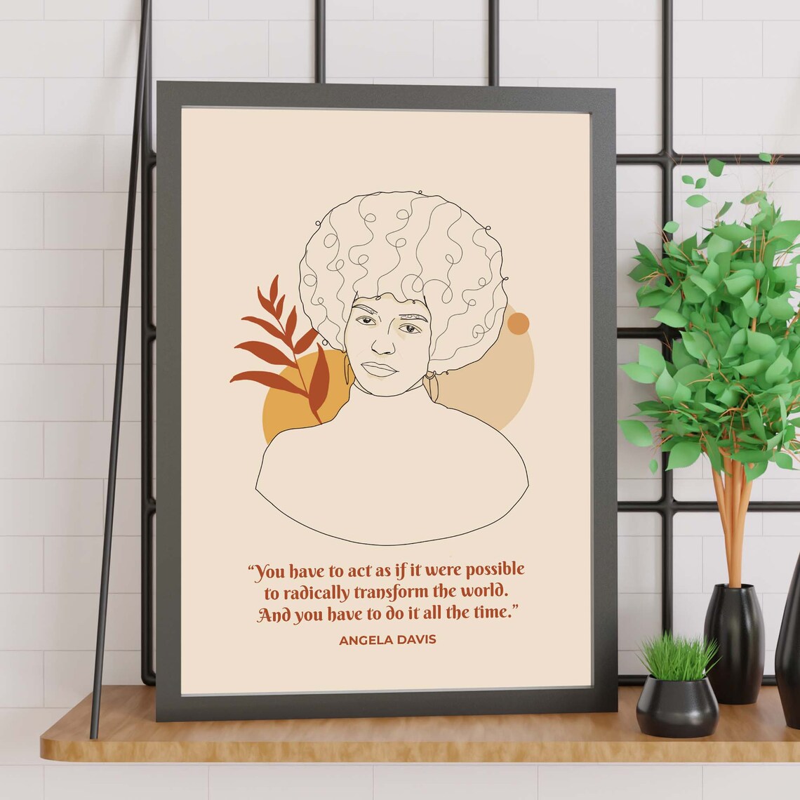 Angela Davis Transform The World Quote Portrait Illustration Poster