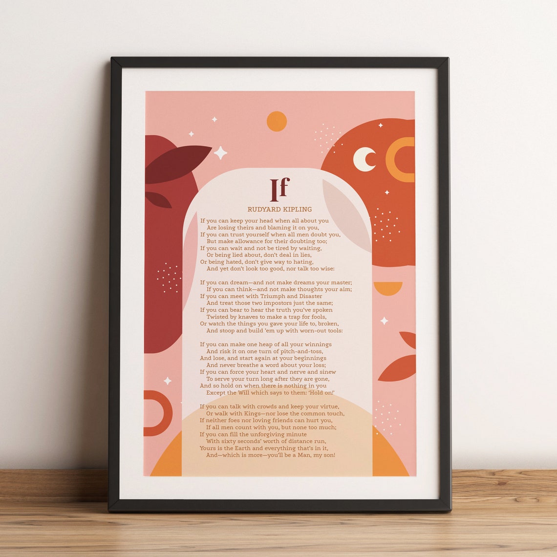 Rudyard Kipling If Poem Boho Arch Illustration Minimalist Quote Poster - Image 2