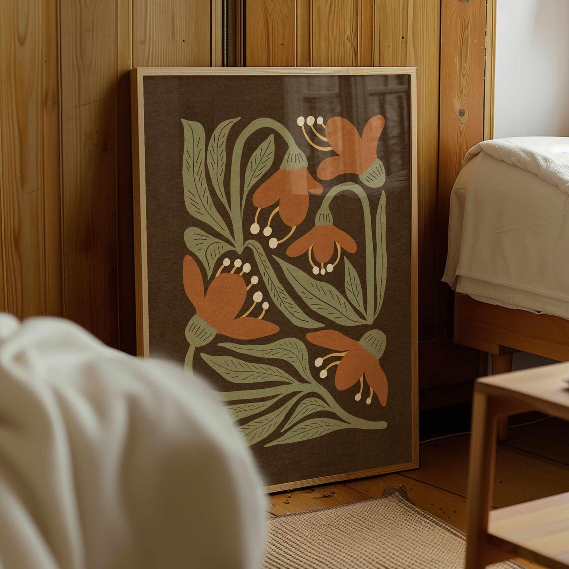 Matisse-Style Floral Botanical Poster, Mid-Century Modern