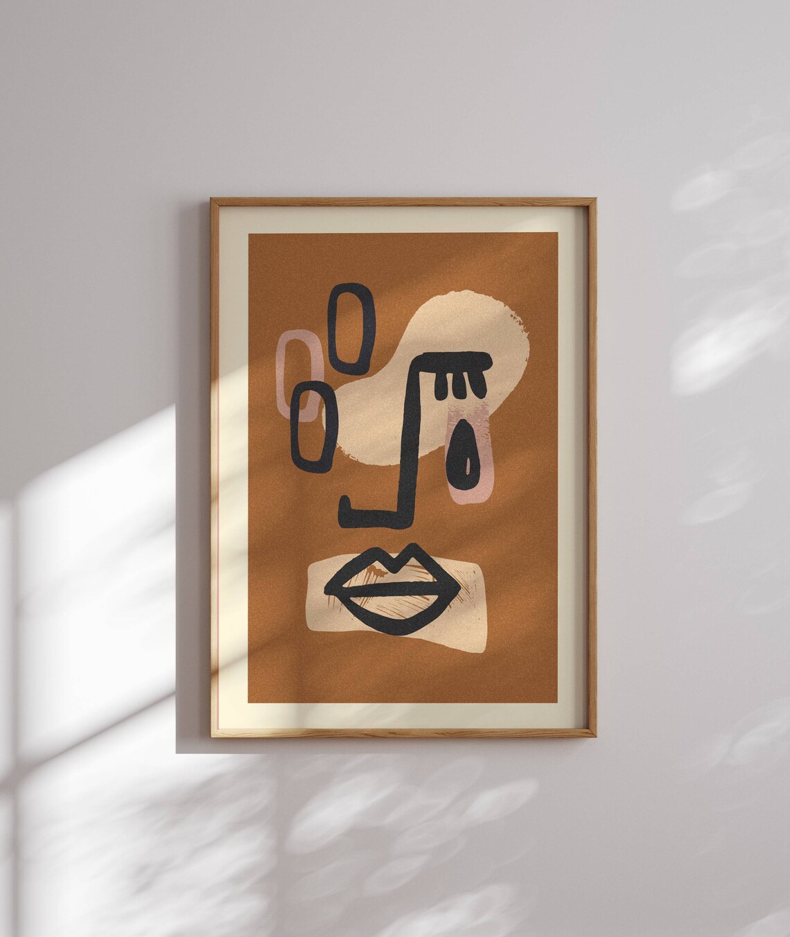 Abstract Line Art Face Portrait, Mid-Century Modern