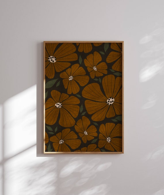 Retro Flower Print, Groovy Floral Art Print