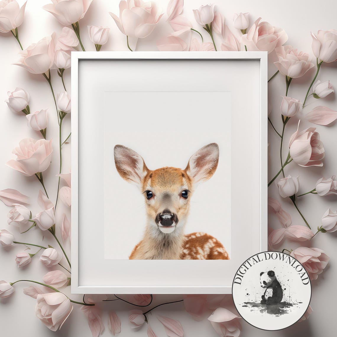 Deer Wall Art Cute Illustration Infant Nursery Decor Ink Drawing