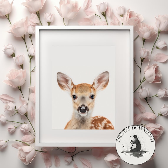 Deer Wall Art Cute Illustration Infant Nursery Decor Ink Drawing