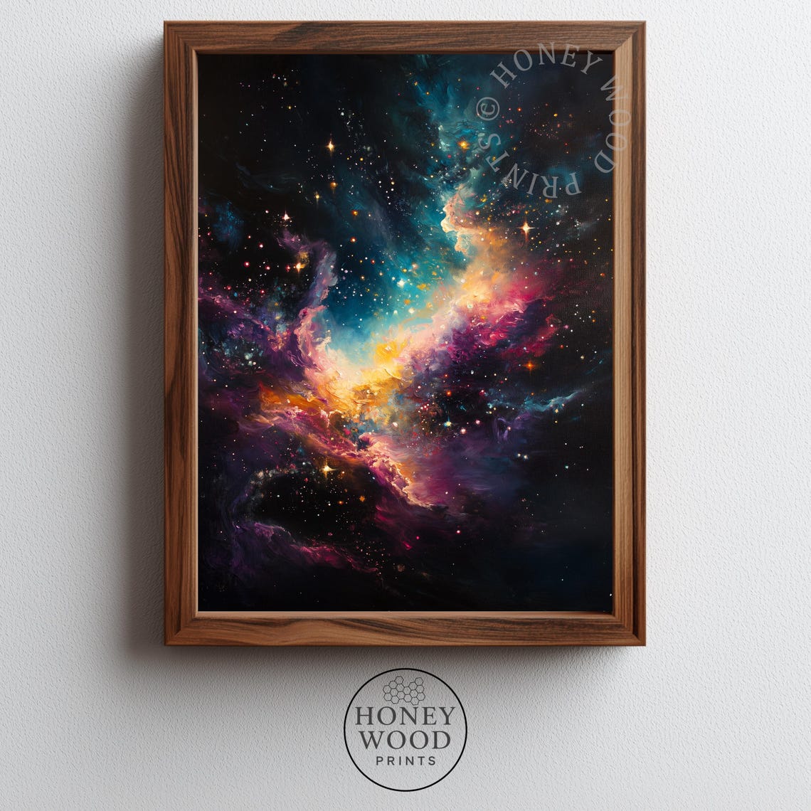 Moody Deep Space Painting Dramatic Galactic Nebula Wall Art Colorful Stellar Cosmos Cosmic Scene 181
