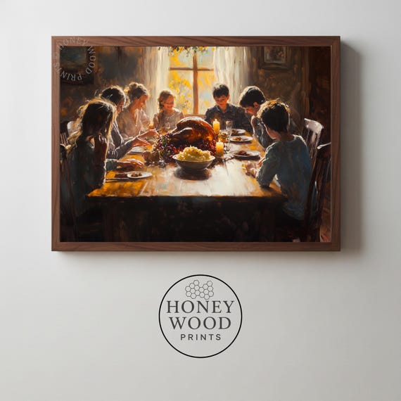 Thanksgiving Family Meal Gathering Vintage Style Art Cozy Warm Atmosphere Communal Feast Homey Dining Scene 105