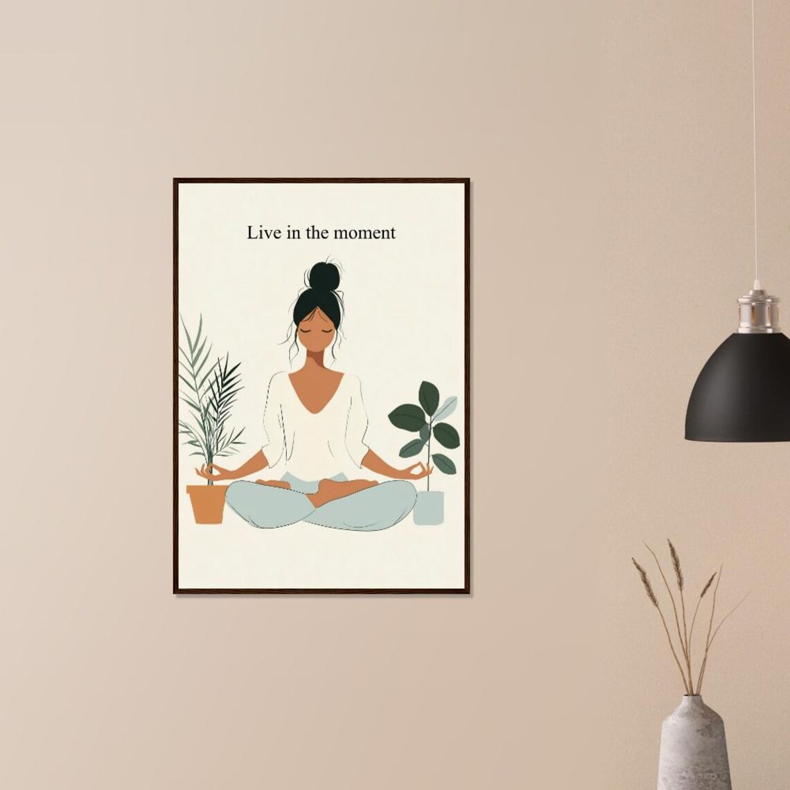Live In The Moment Yoga Meditation Mindfulness Serene Wall Art - Image 3