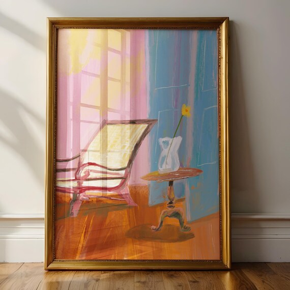 Reading Nook Art Still Life Painting Moody Wall Art Vintage Wall Art Moody Painting Still Life Art