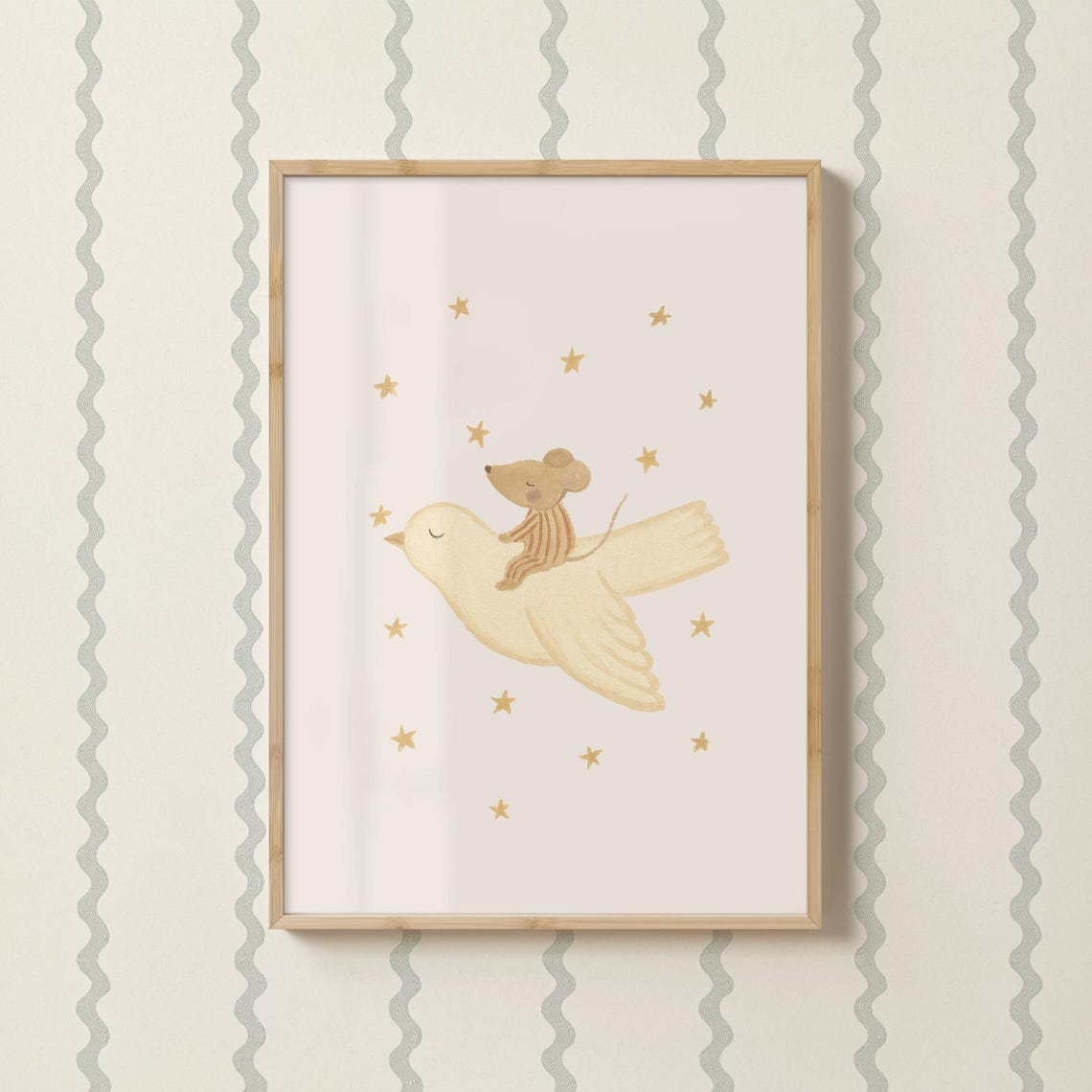Little Mouse And Bird Print Bedtime Wall Art Nursery Prints Toddler Bedroom Sleep Tight Sleeping Animals