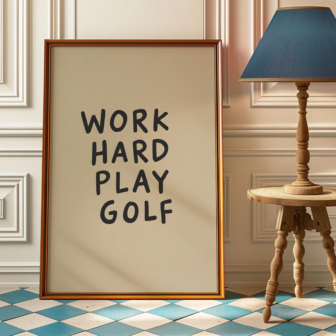 Work Hard Play Golf Motivational Quote Art Print