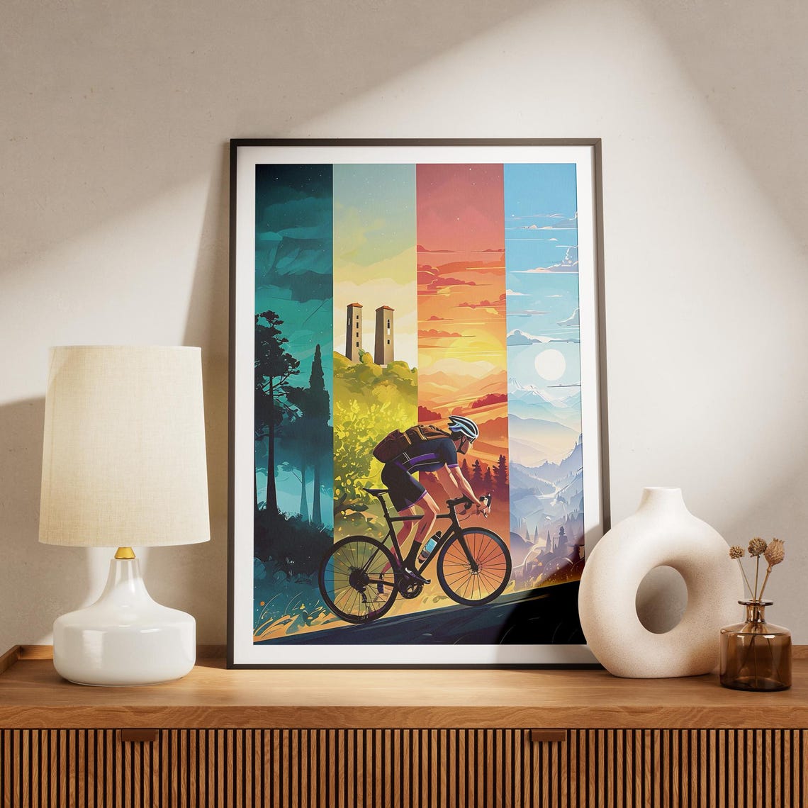 Cycling Adventure Poster Mountain Road Bike Art Print
