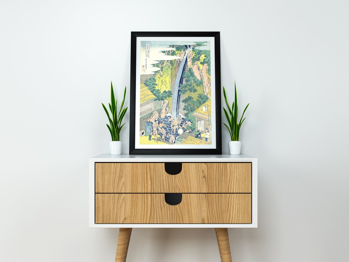 Hokusai Rben Waterfall At Yama, Vintage Woodblock Print - Image 2