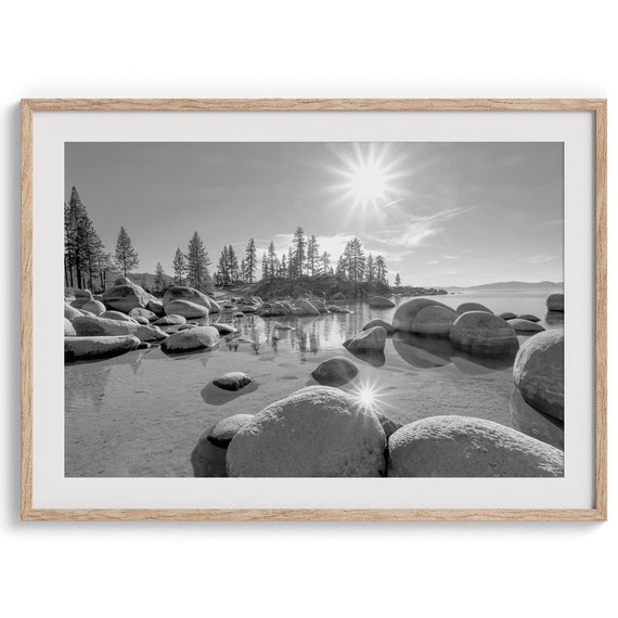 Lake Tahoe Beach Fine Art Black-and-White Art Print