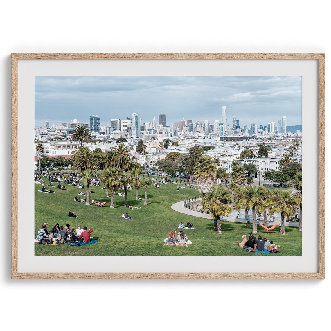 San Francisco Dolores Park Picnic Skyline Palm Trees Day View Poster