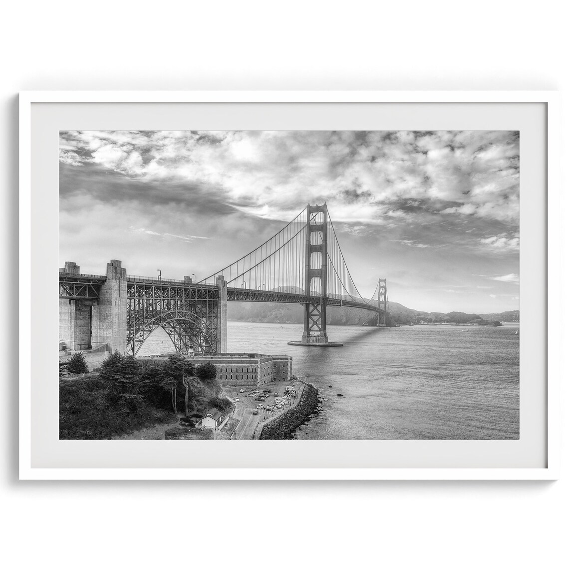 Golden Gate Bridge, San Francisco Black And White Poster Print