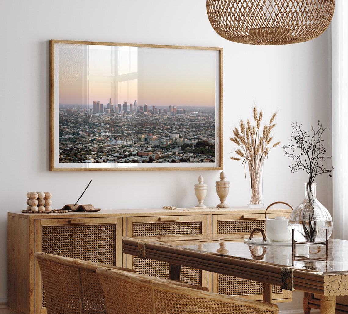 Los Angeles Skyline Sunset Pink Sky Downtown Cityscape Travel Poster - Image 5