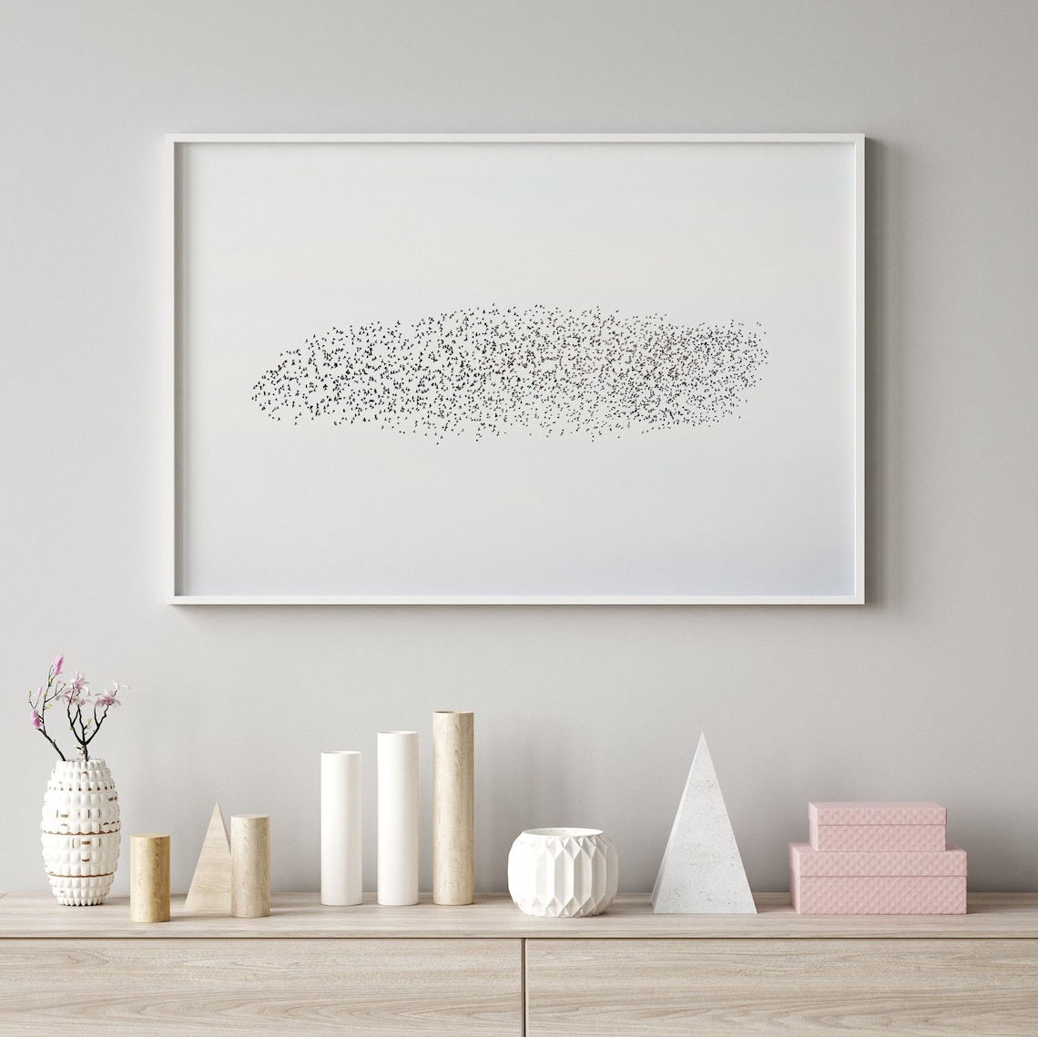 Starling Murmuration Minimalist Wildlife Art Print - Image 4