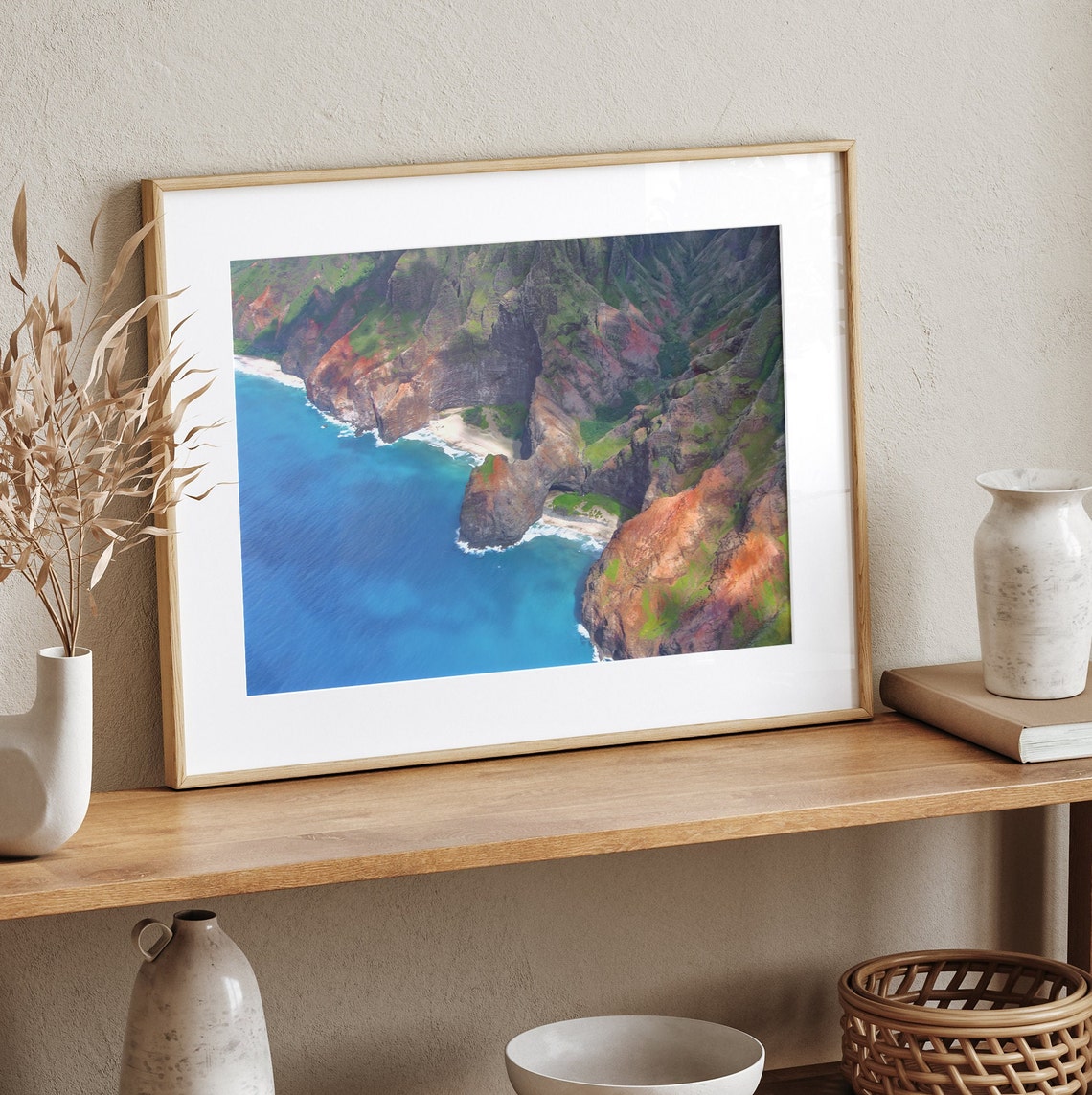 Na Pali Coast Kauai Aerial View Emerald Cliffs Turquoise Ocean Poster - Image 3