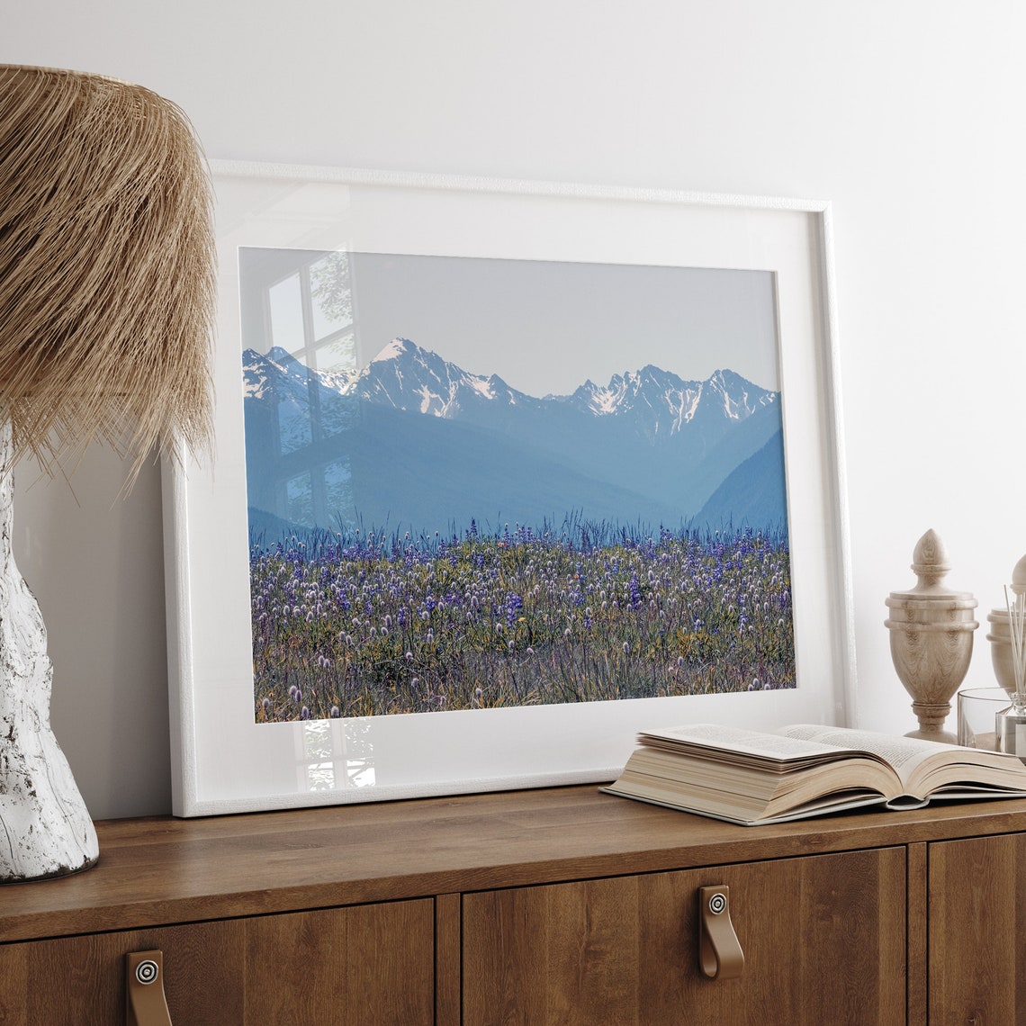 Washington Wildflower Meadow Purple Blooms Snowy Mountain Range Poster - Image 4