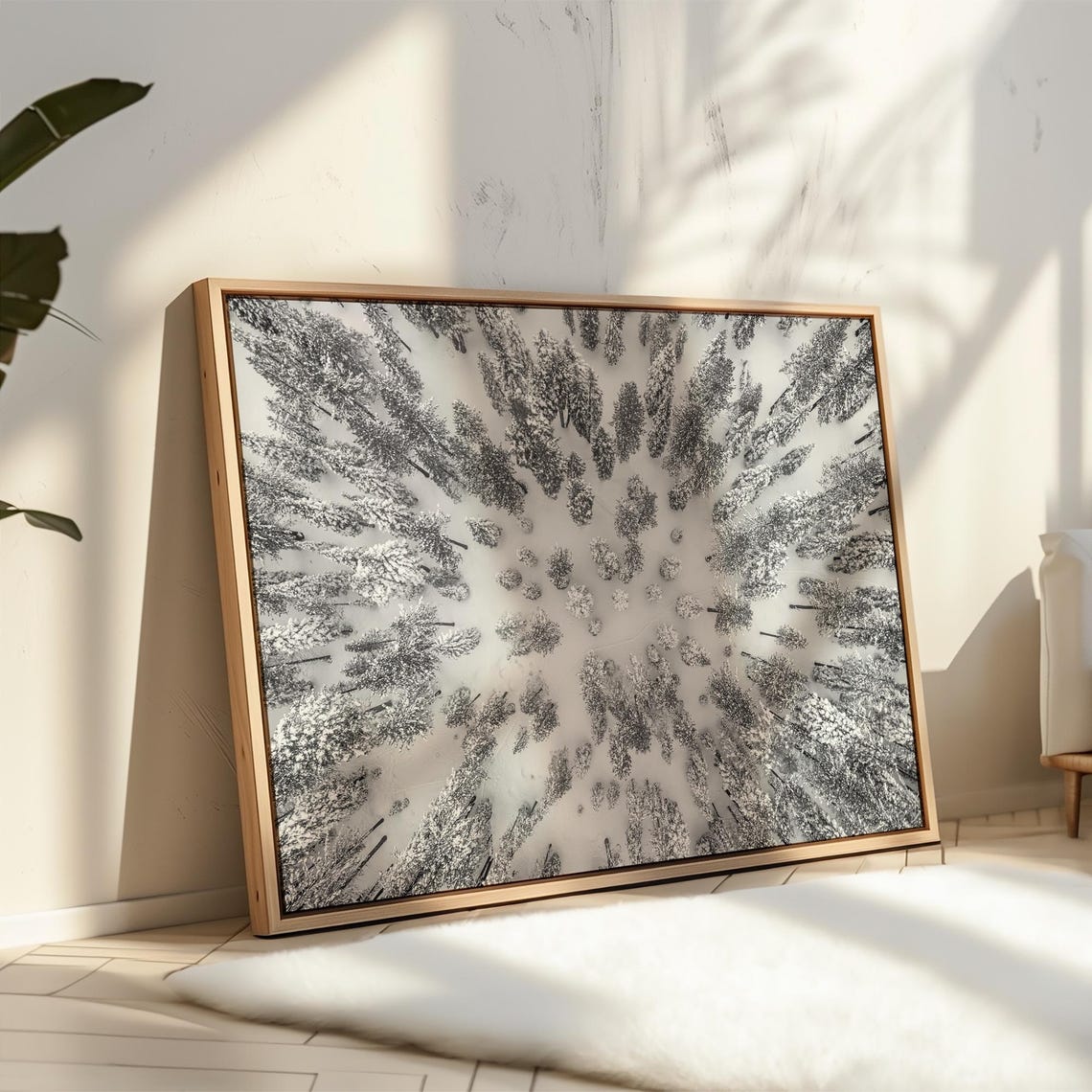 Aerial Snow Covered Pine Forest Winter Top Down Drone Nature Poster - Image 4