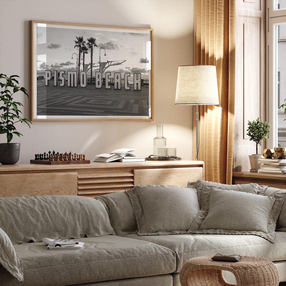 Pismo Beach California Pier Sign Black And White Surf Travel Poster - Image 4