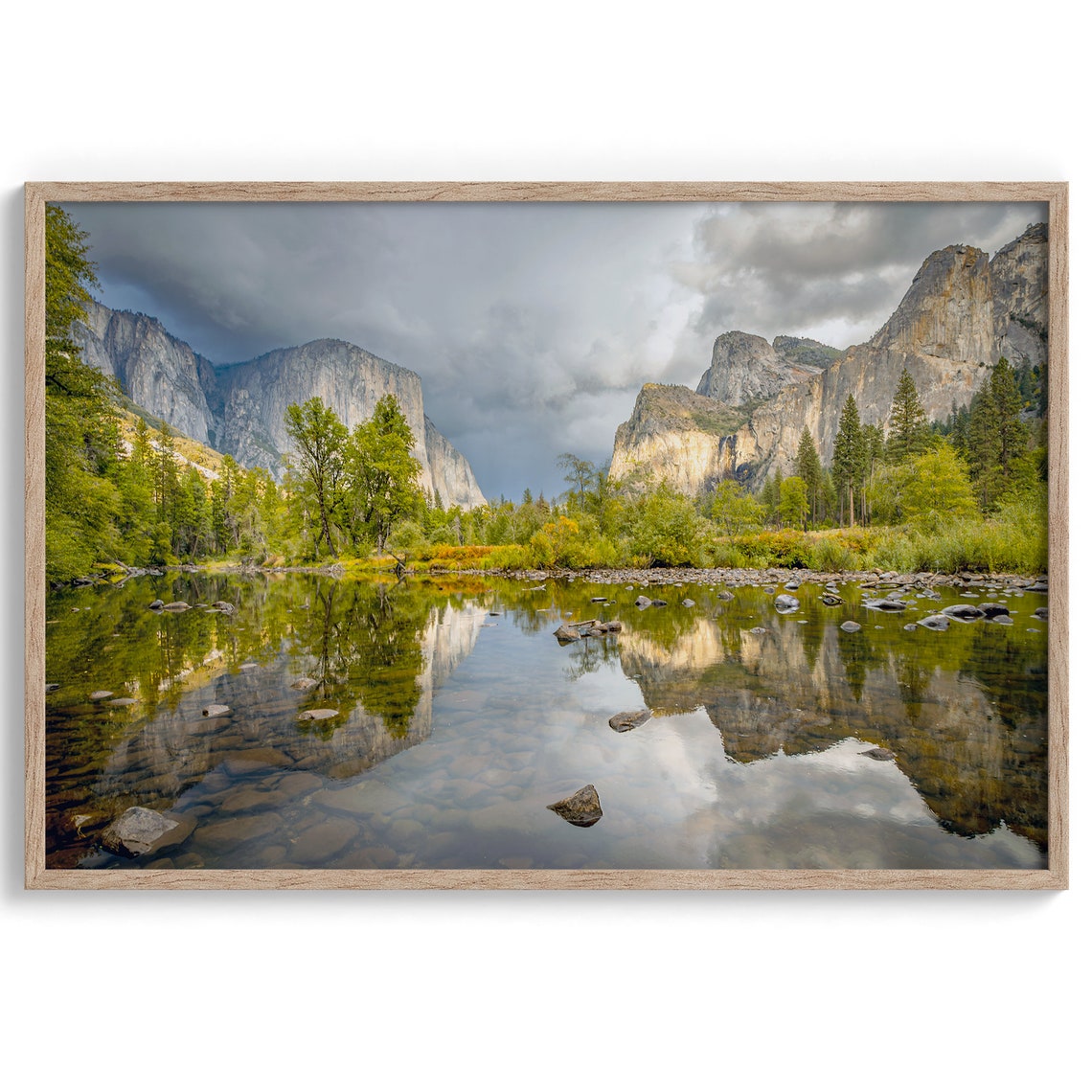 Yosemite Valley Granite Cliffs River Reflection Storm Clouds Poster - Image 2