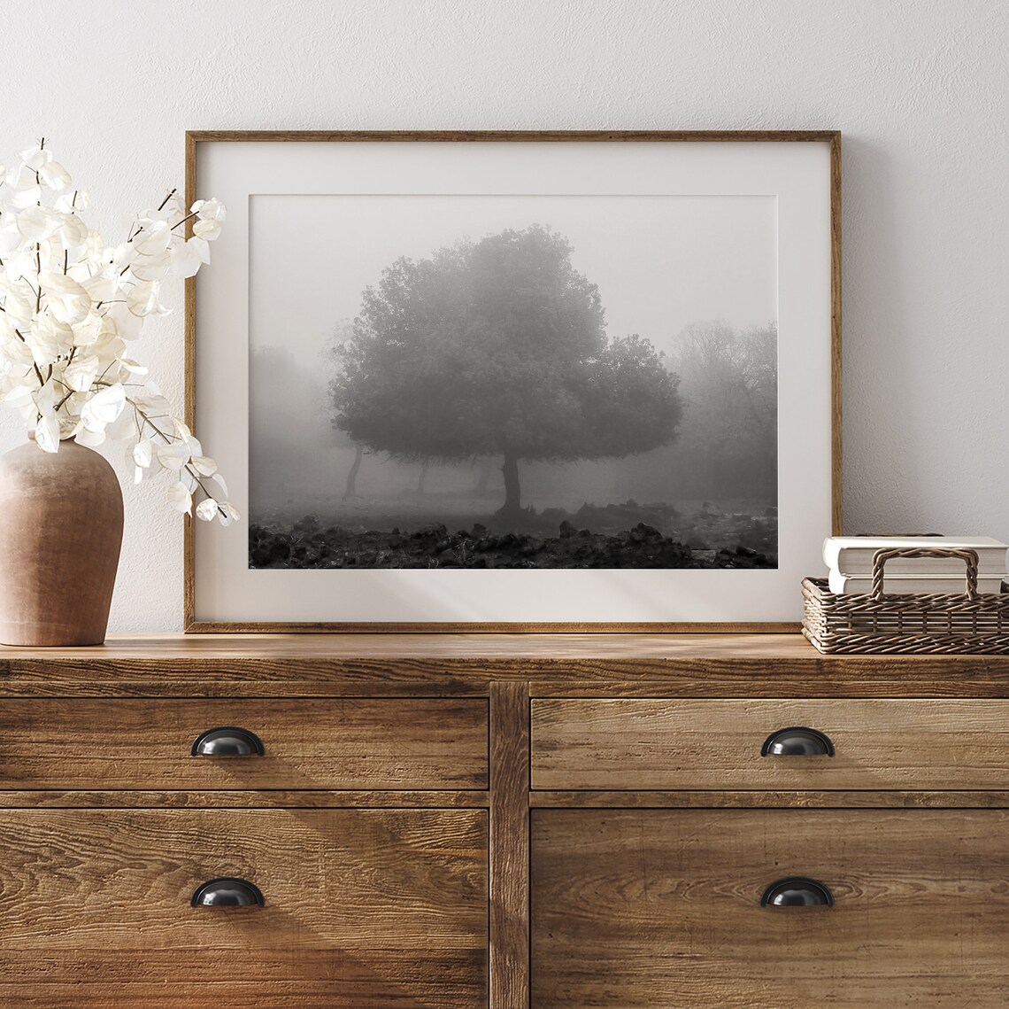 Foggy Forest Landscape, Modern Minimalist Art Print - Image 3