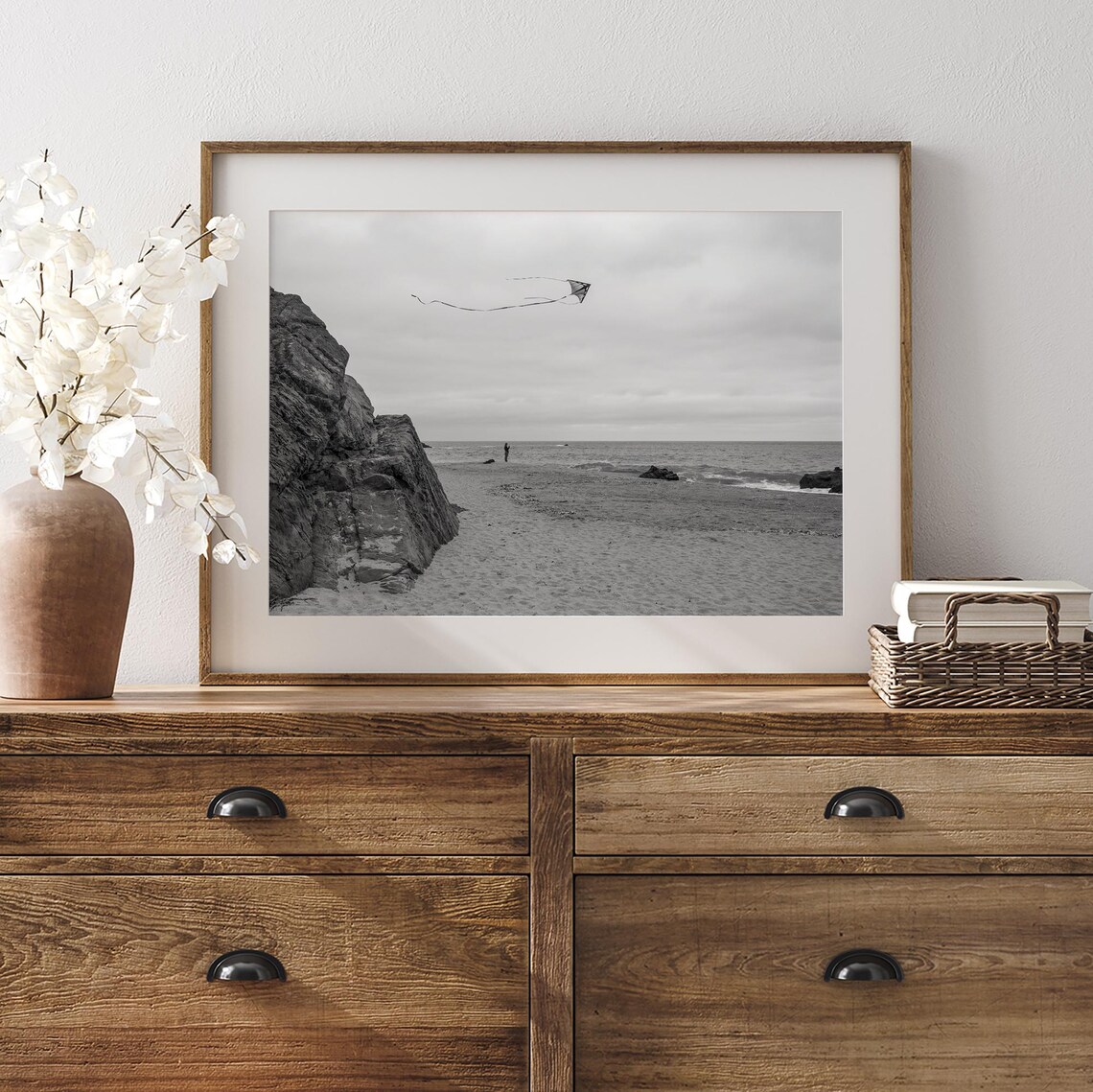 Kite Flying, Big Sur Beach Black-and-White Art Print - Image 5