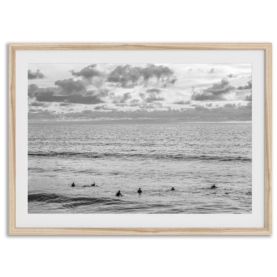 Ocean Sunset Fine Art Photography Print Black And White Surfer Photography Wall Art Framed Or Unframed Bw Seascape Poster For Home Decor