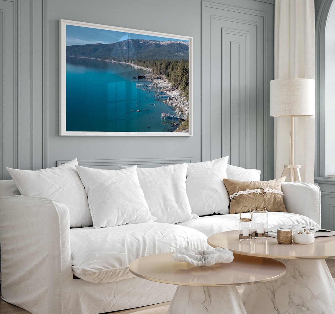 Lake Tahoe Turquoise Water Wooden Docks Pine Forest Shoreline Poster - Image 4