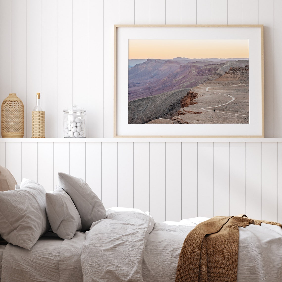 Ramon Crater Israel Desert Canyon Sunset Trail Lone Hiker View Poster - Image 2