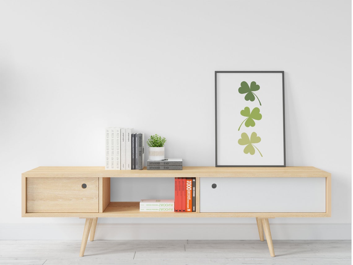 Three Green Shamrocks Minimalist St Patricks Day Wall Art Poster - Image 4