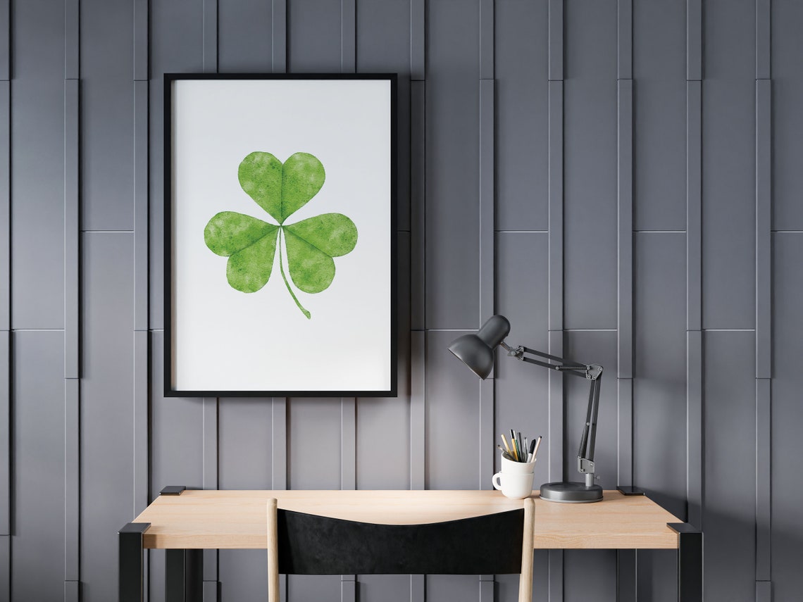 Watercolor Shamrock Single Green Clover St Patricks Day Art Print - Image 5