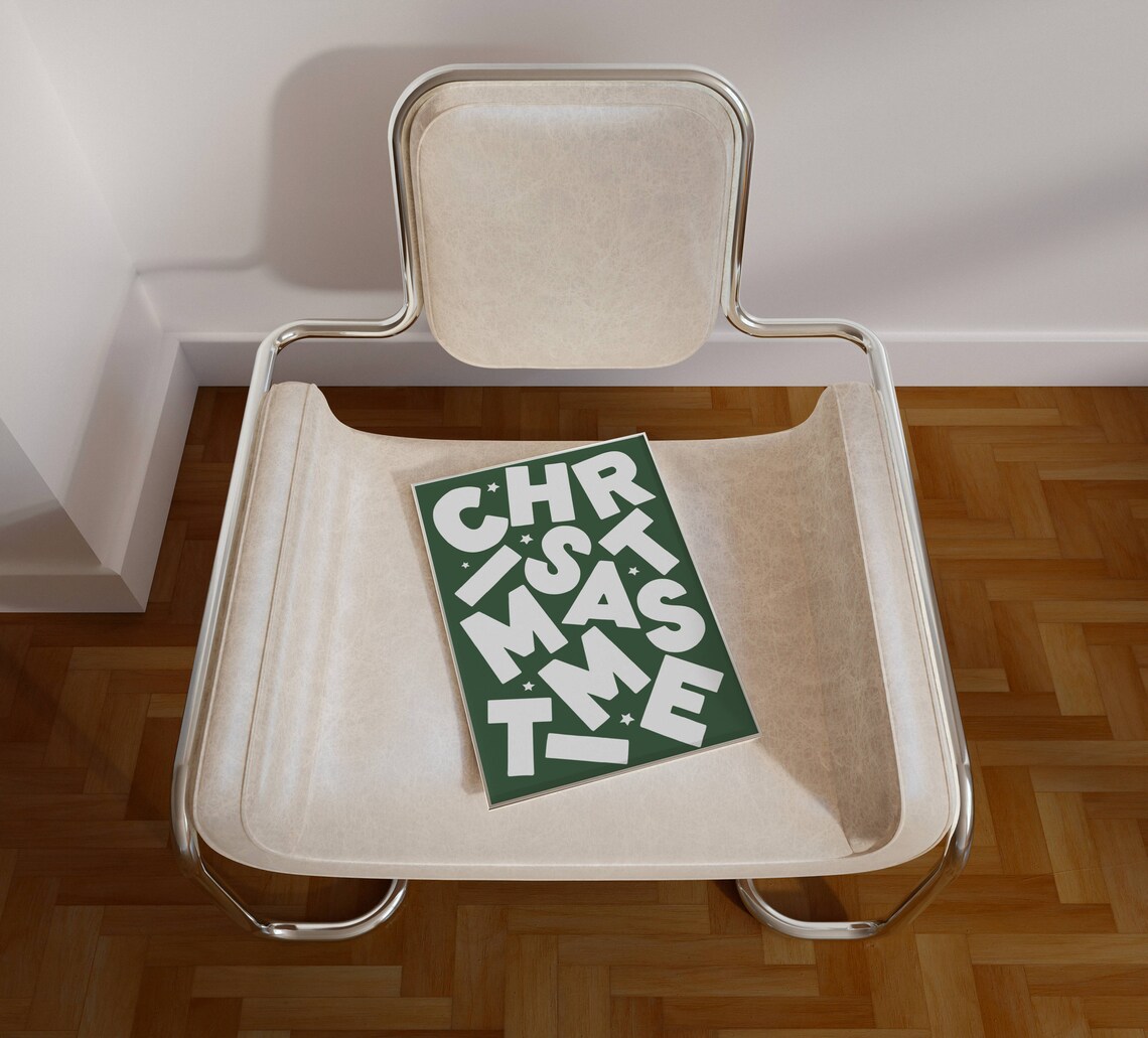 Christmastime Holiday Poster Print, Neutral Decor - Image 2