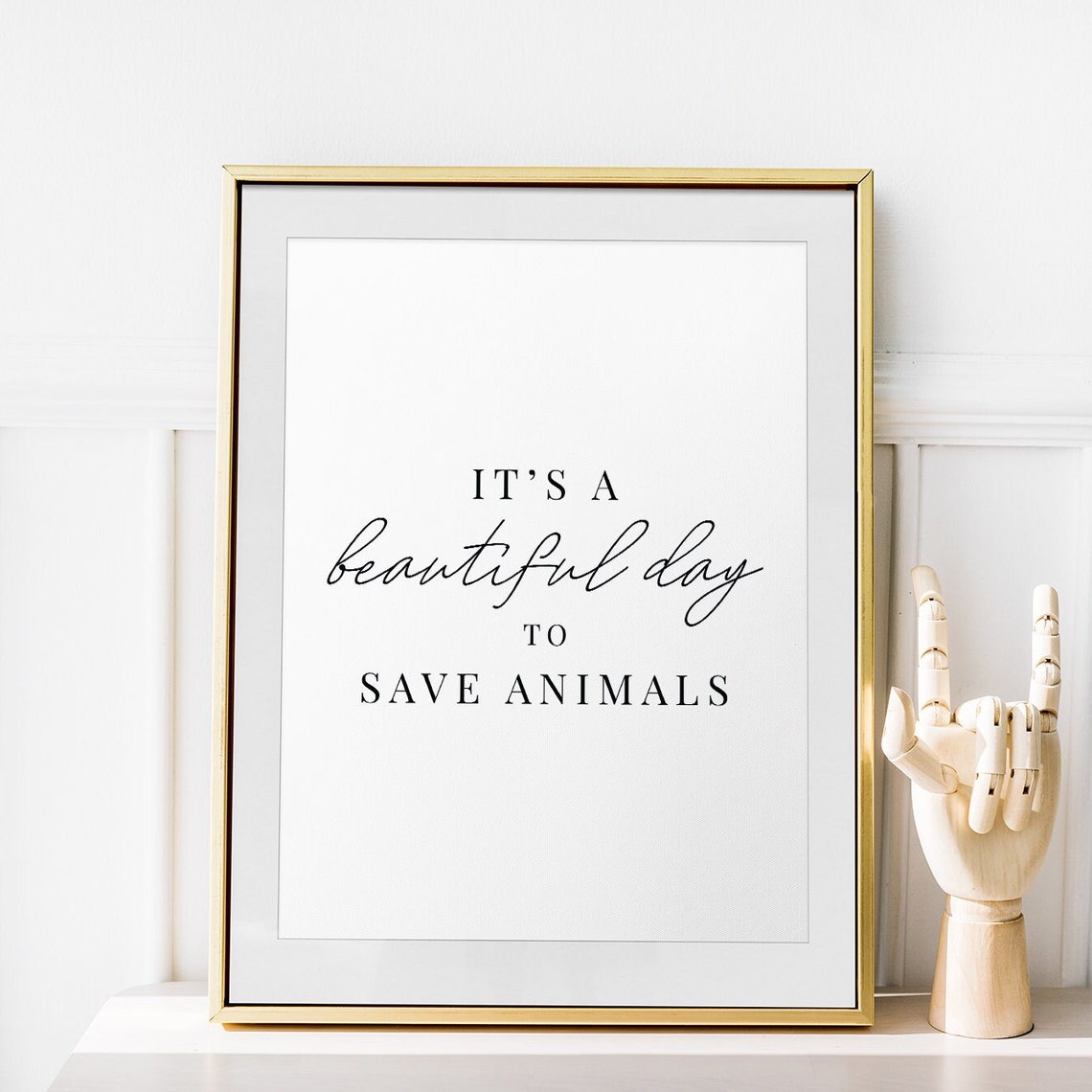 Its a Beautiful Day to Save Animals Vet Gift Typography Poster - Image 3