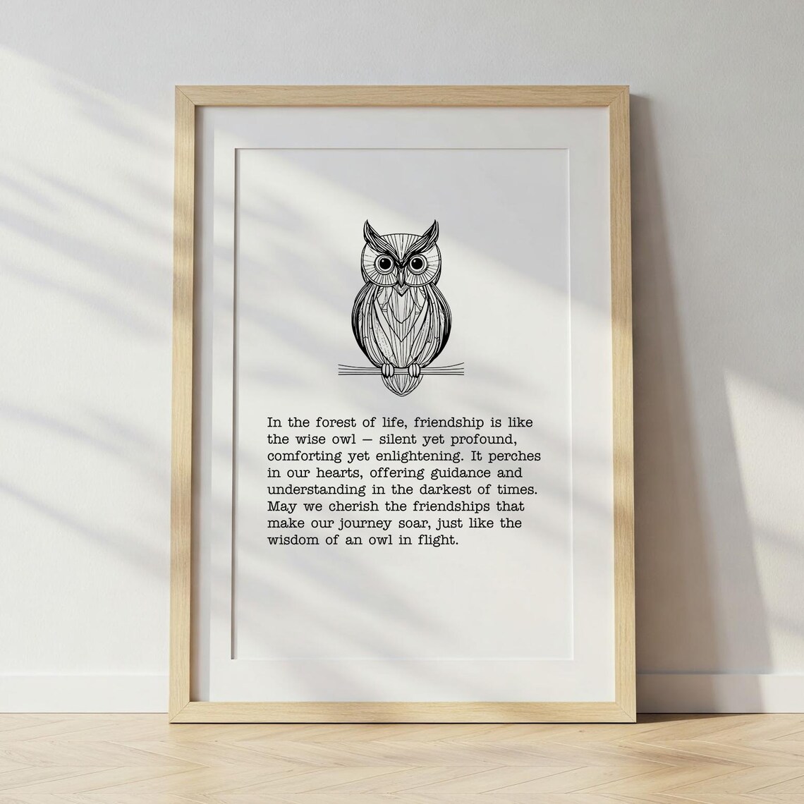 Owl Friendship Quote, Gift For Bestie Art Print