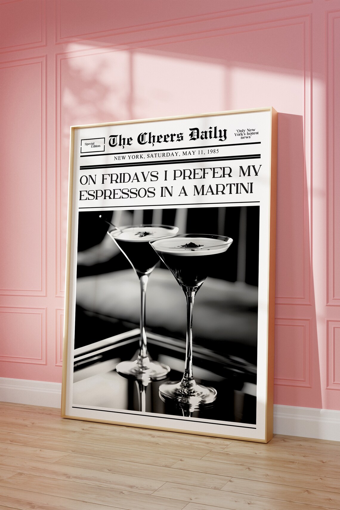 The Cheers Daily Newspaper Espresso Martini Friday Quote Wall Art - Image 2