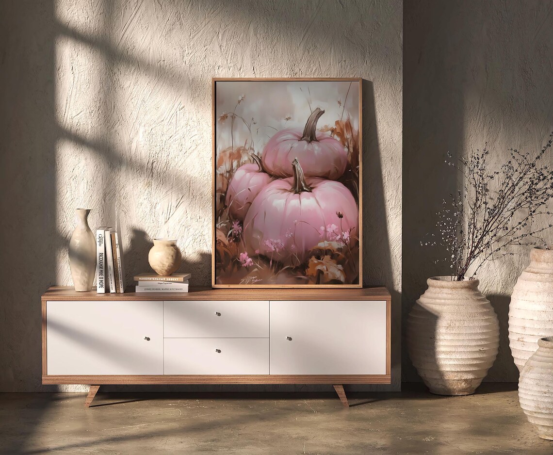 Pink Pumpkin Halloween Poster, Vintage Dark Academia - Image 3