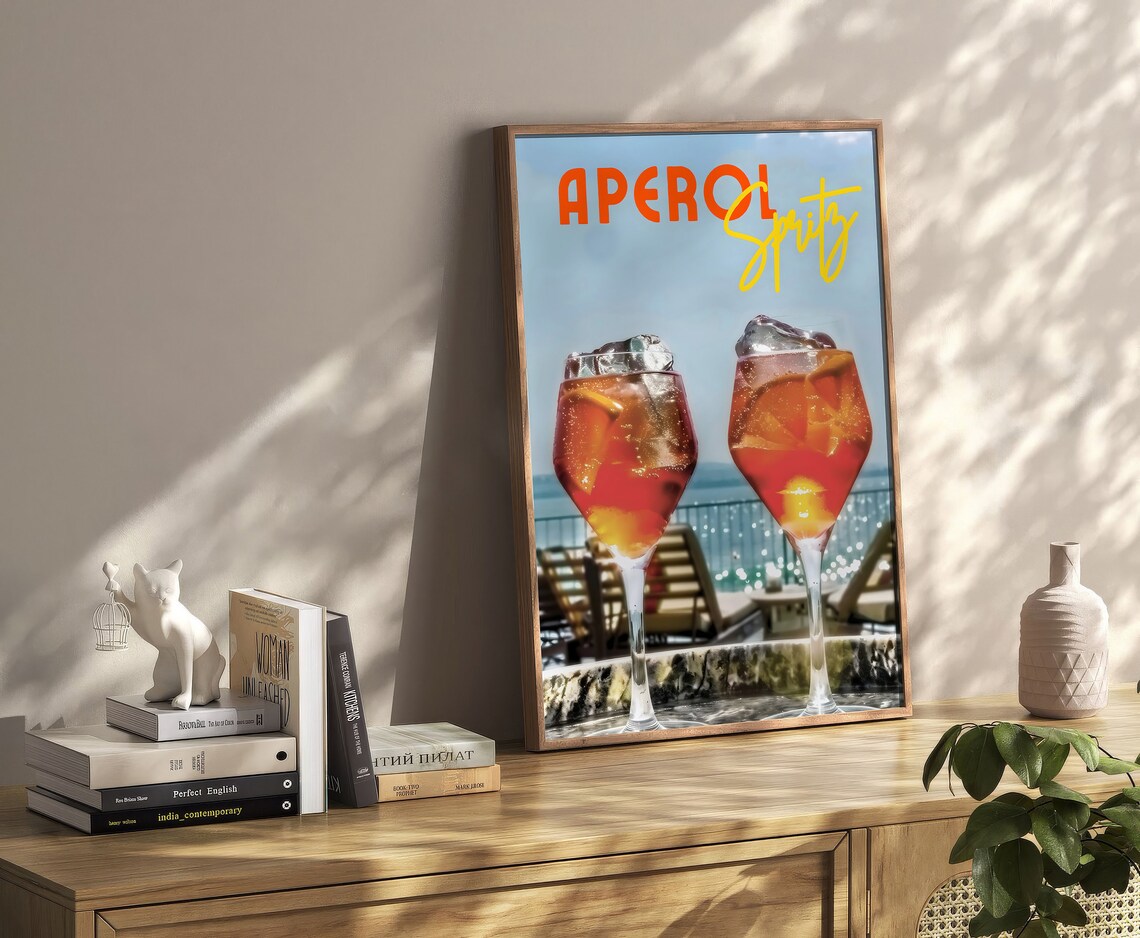 Aperol Spritz Two Glasses Seaside Photo Italian Cocktail Poster - Image 2