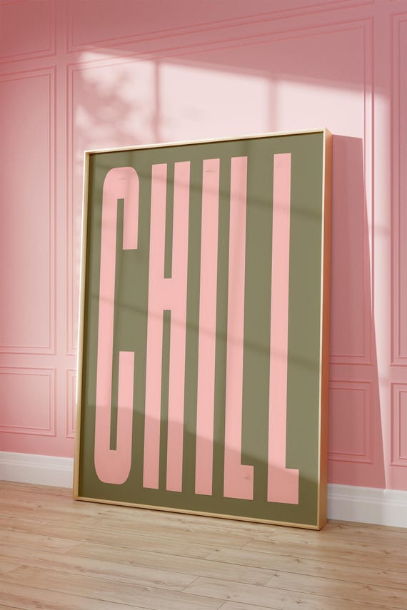 Chill Wall Art Print Vintage Bar Cart Retro Aesthetic Kitchen Decor Poster Apartment Funky Decor Instant