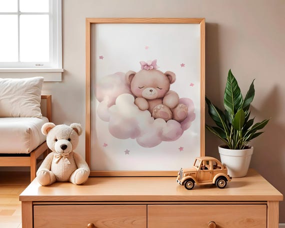 Bear Nursery Decor Baby Room Wall Art Nursery Decor Prints Animal Boho Kids Room Decor Instant Playroom Print