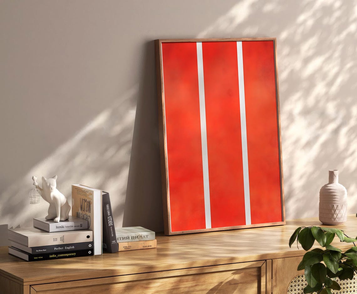 Red Stripes Minimalist Abstract Color Field Modern Art Poster - Image 2