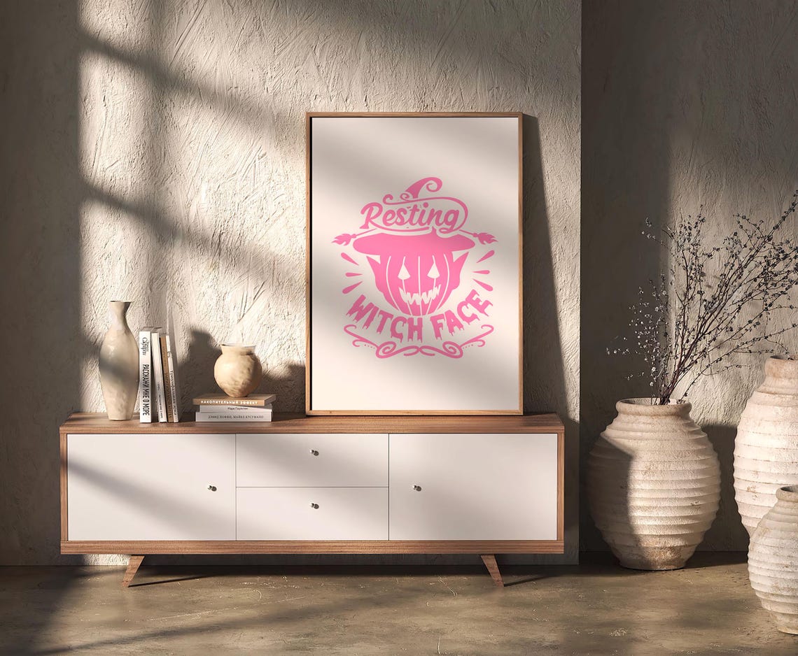 Resting Witch Face Funny Pink Halloween Quote Typography Poster - Image 2