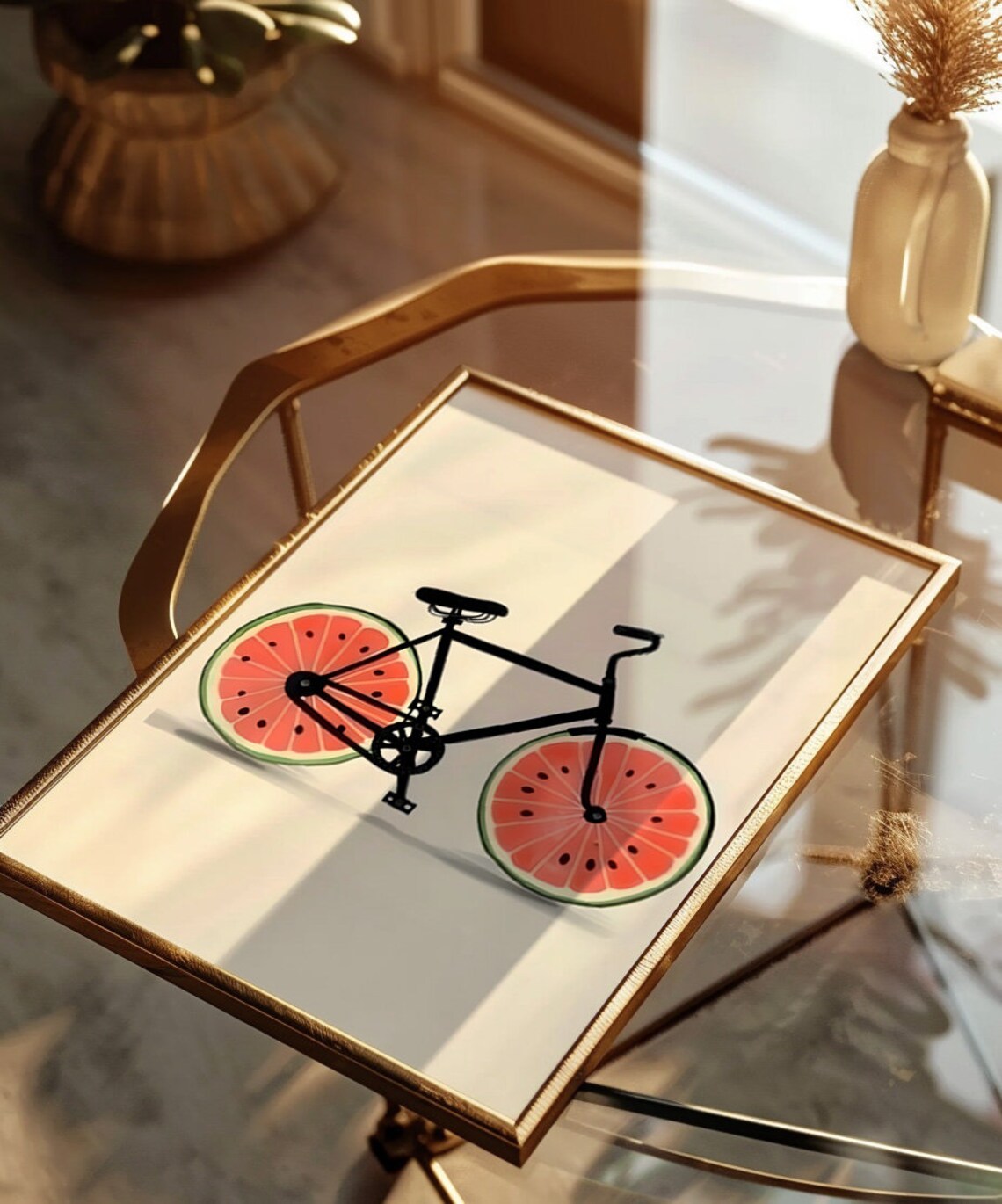 Watermelon Bicycle Vintage Kitchen Art Print - Image 6