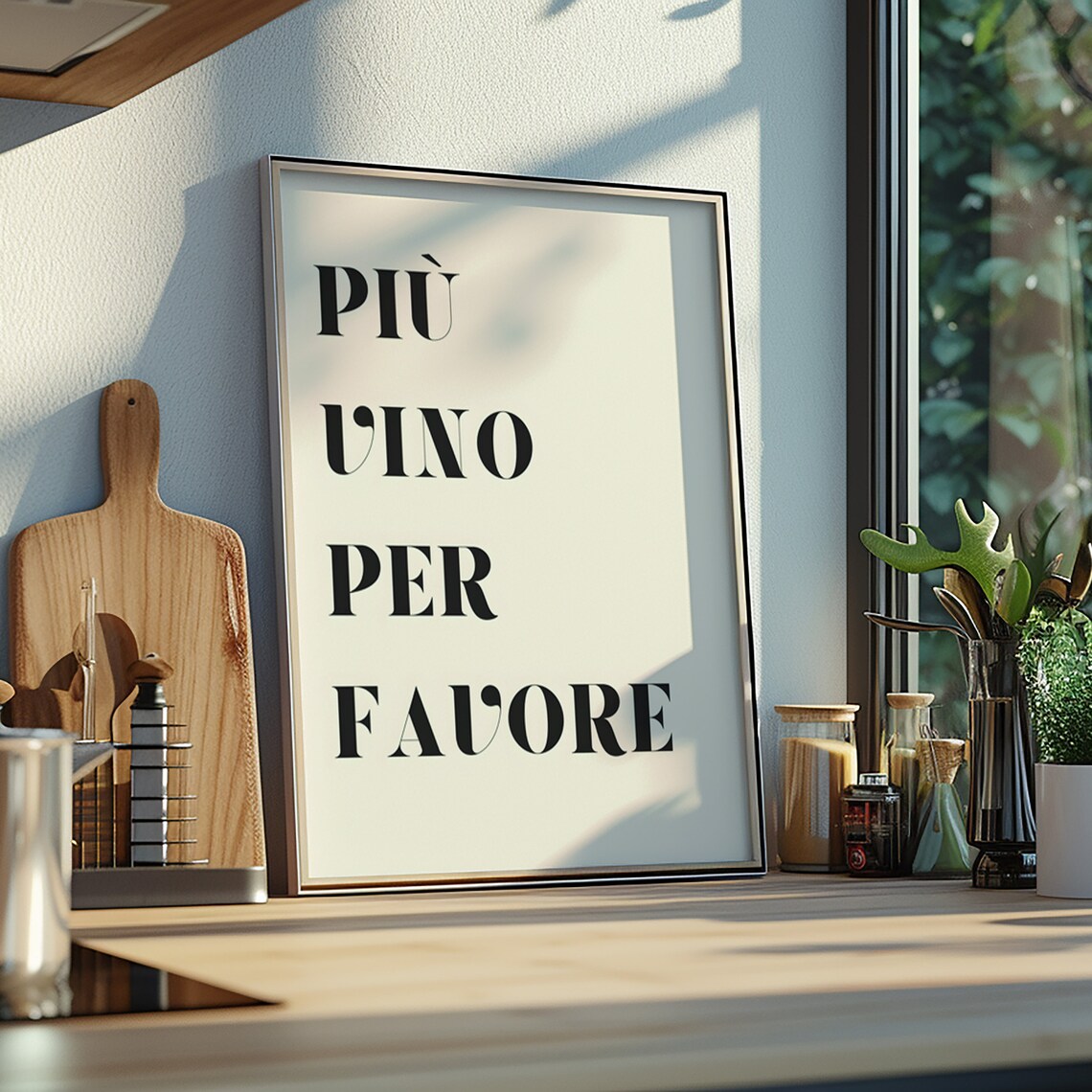 Piu Vino Per Favore Italian Wine Quote Minimalist Kitchen Art Poster - Image 2