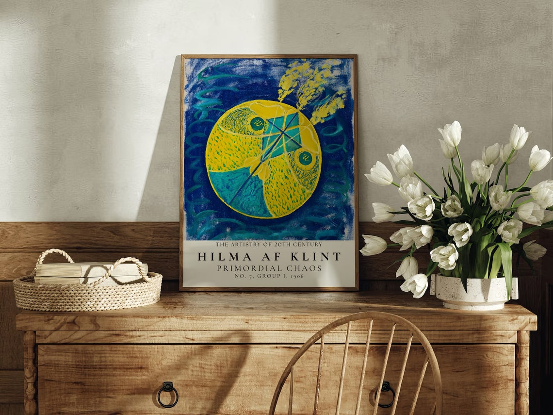 Hilma af Klint Primordial Chaos No 7 Yellow Orb Blue Abstract Poster - Image 2