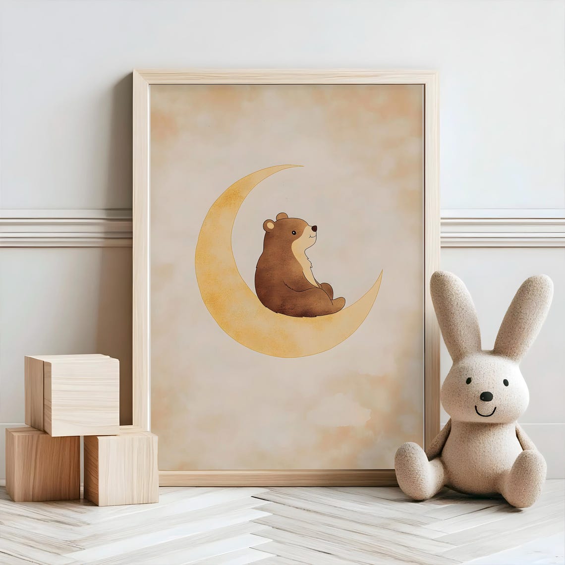 Bear On The Moon Nursery Decor Baby Room Wall Art Nursery Decor Prints Animal Boho Kids Room Decor Instant - Image 2