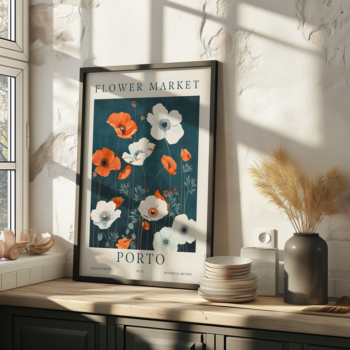 Porto Flower Market Poppy Botanical Archive Vintage Floral Poster - Image 3