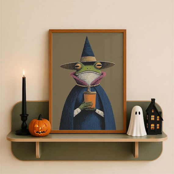 Wizard Frog Poster, Whimsical Animal Art Print