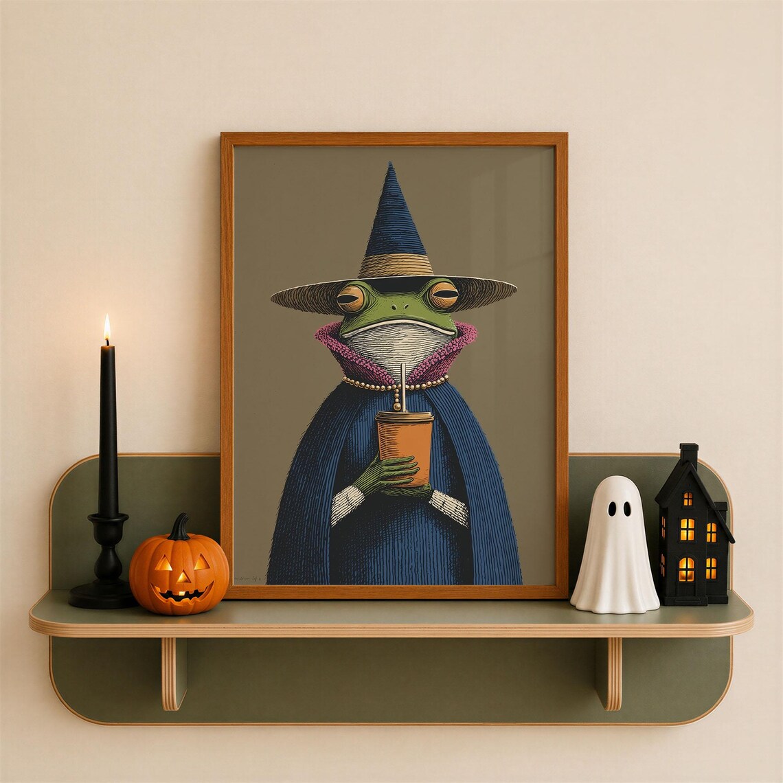 Wizard Frog Poster, Whimsical Animal Art Print